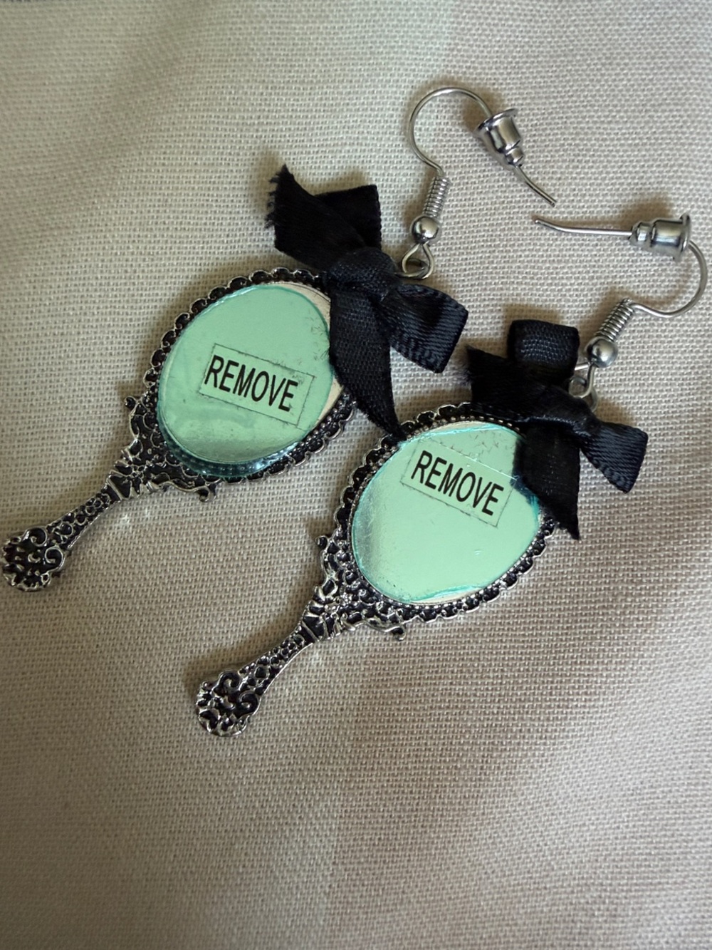Disney-Hot Topic brand, Vintage-Inspired Silver tone Hand Mirror Drop Earrings.